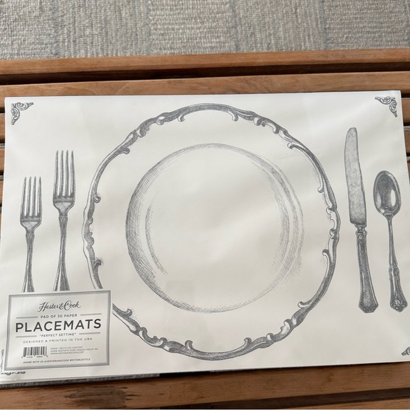 Hester & Cook “Perfect Setting” Paper Placemat 30 Sheet Pad Party Pack. New - Picture 5 of 5